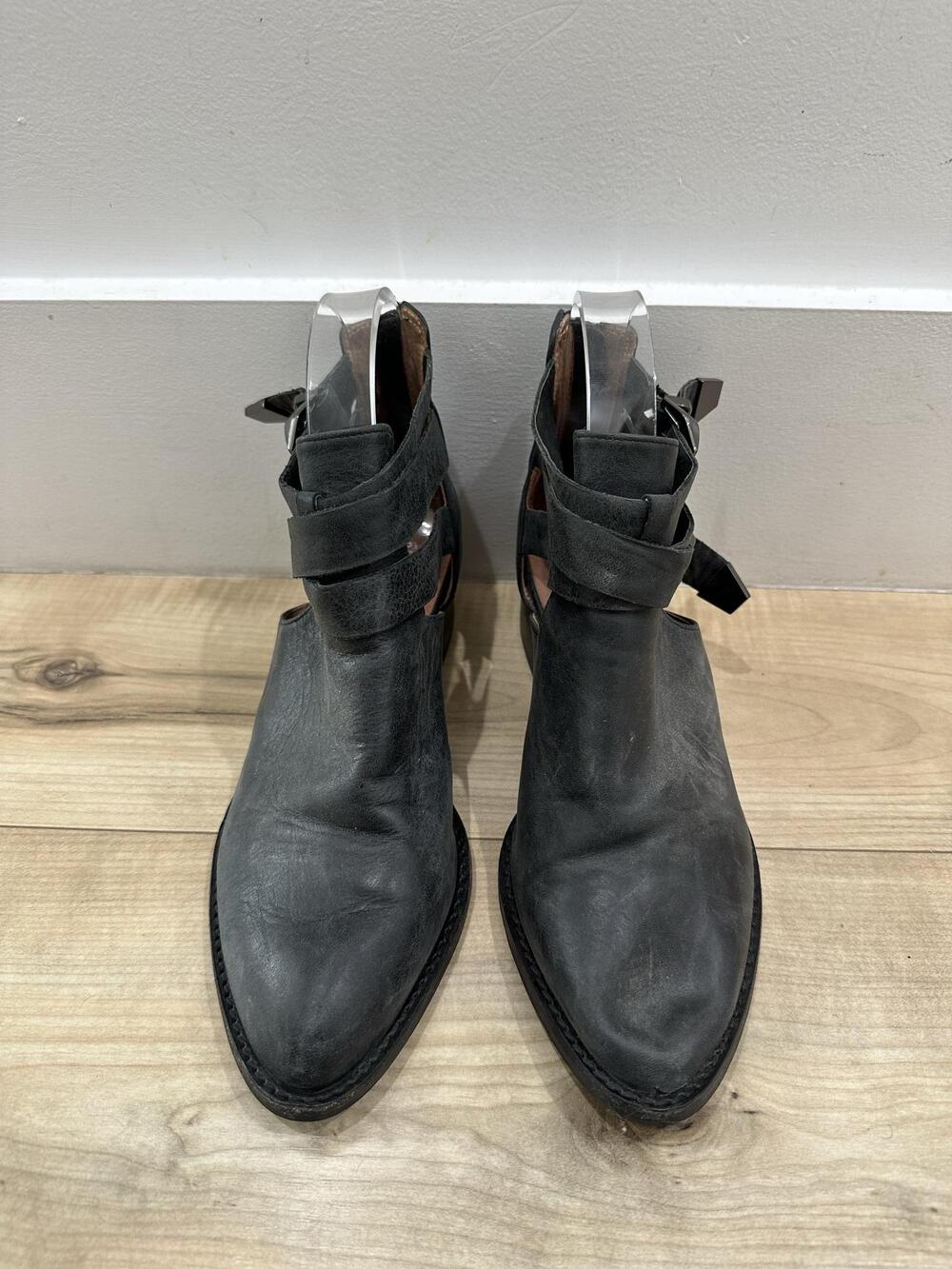 Jeffrey Campbell Everly Boots Womens Size 7 Black Cutout Buckle Ankle Bootie